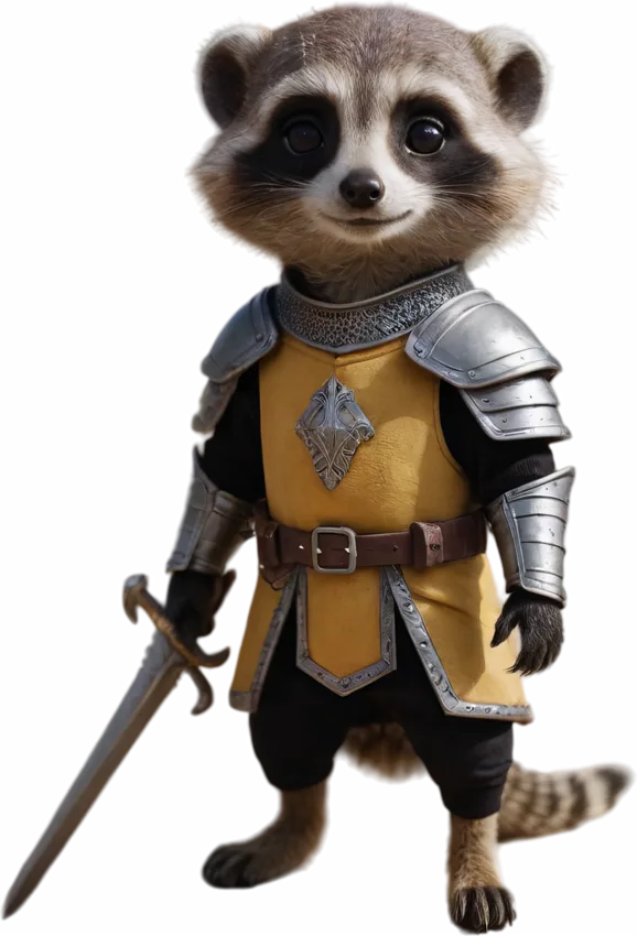 Suricate en armure de chevalier, design original de la boutique