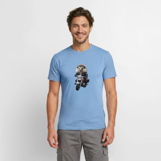 T-shirt bleu avec hérisson motard
