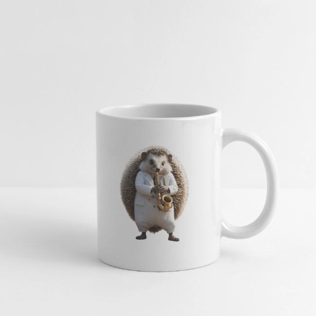 Mug hérisson musicien au saxophone