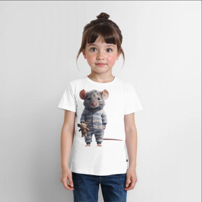 T-shirt enfant souris en pyjama avec doudou